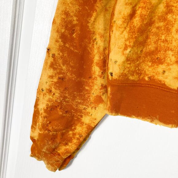 NWOT COTTON CITIZEN Hoodie L Orange Yellow Acid-Wash Tie-Dye Distress Long-Slev - Picture 8 of 13